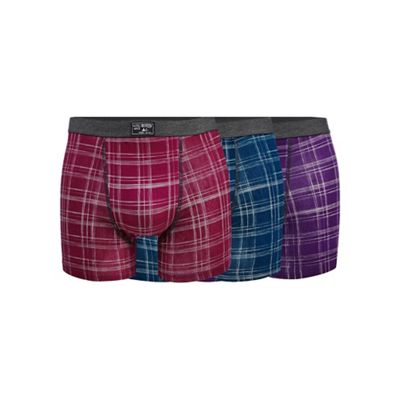 Mantaray Pack of three assorted checked hipster trunks